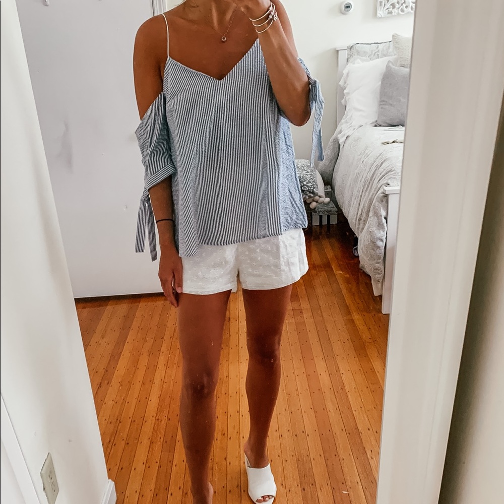 Urban Outfitters Off Shoulder Seersucker Shirt